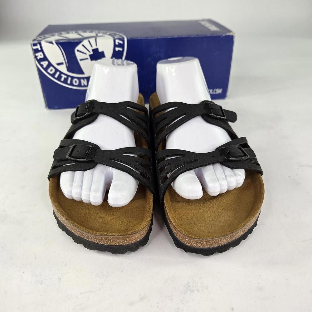 Birkenstock Granada Black Leather Slide US 9 Narrow Mens Birko-Flor Sandals - Picture 2 of 7